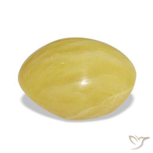 Opala amarelo natural 6,32ct, corte oval, opaco