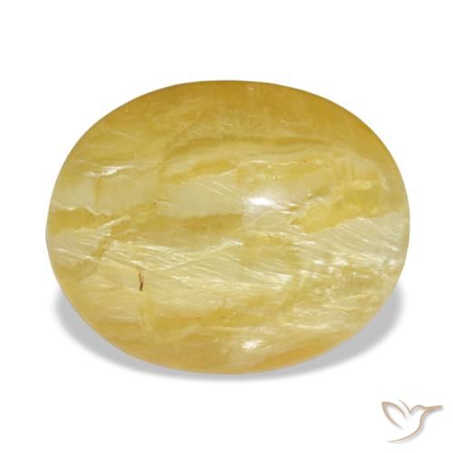 Opala amarelo natural 5,56ct, corte oval, opaco