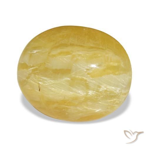Opala amarelo natural 5,56ct, corte oval, opaco