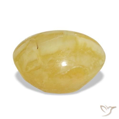 Opala amarelo natural 5,56ct, corte oval, opaco