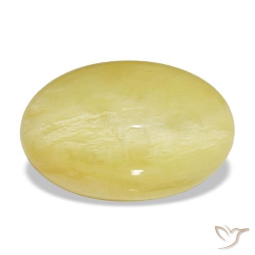 Opala amarelo natural 5,95ct, corte oval, opaco