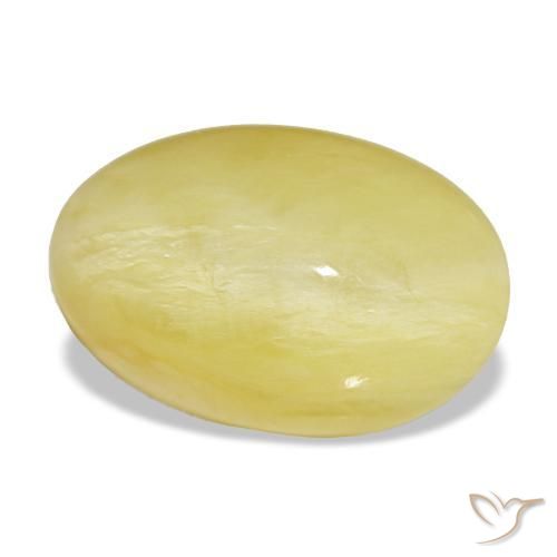 Opala amarelo natural 5,95ct, corte oval, opaco