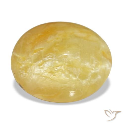 Opala amarelo natural 7,90ct, corte oval, opaco