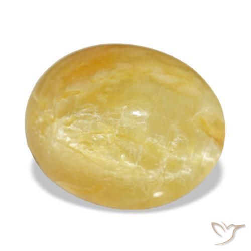 Opala amarelo natural 7,90ct, corte oval, opaco