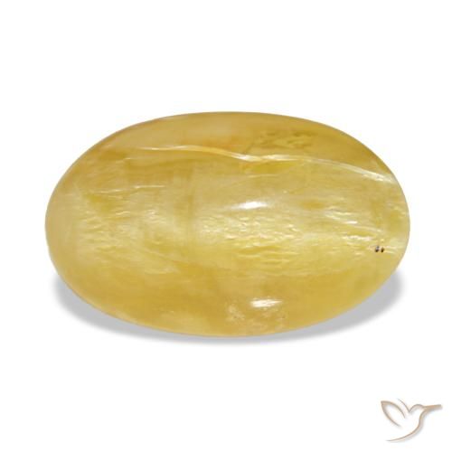 Opala amarelo natural 4,84ct, corte oval, opaco