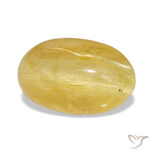 Opala amarelo natural 4,84ct, corte oval, opaco