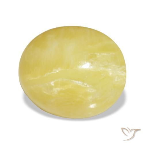 Opala amarelo natural 5,98ct, corte oval, opaco