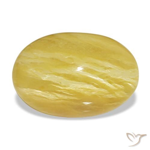 Opala amarelo natural 8,30ct, corte oval, opaco
