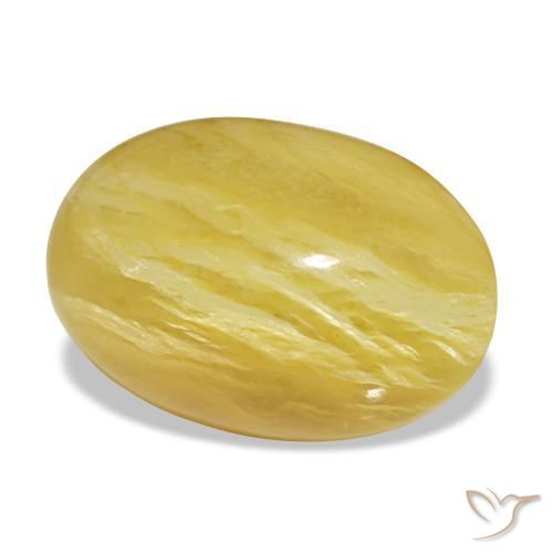 Opala amarelo natural 8,30ct, corte oval, opaco