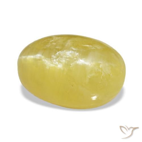 Opala amarelo natural 3,78ct, corte oval, opaco