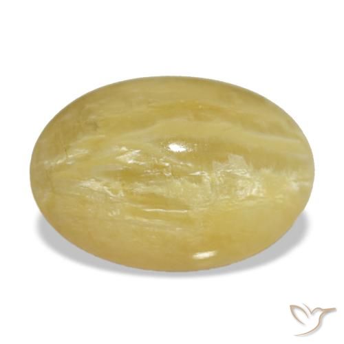 Opala amarelo natural 4,03ct, corte oval, opaco