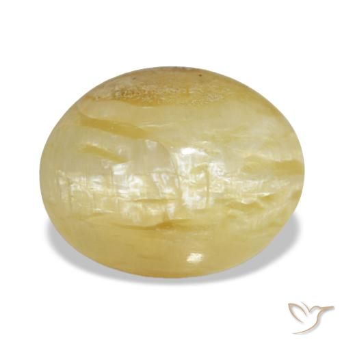 Opala amarelo natural 3,43ct, corte oval, opaco