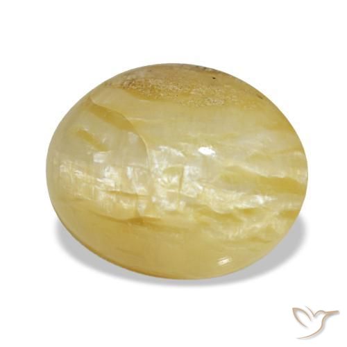 Opala amarelo natural 3,43ct, corte oval, opaco