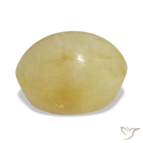 Opala amarelo natural 3,43ct, corte oval, opaco