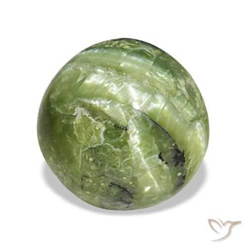 Opala verde natural 3,24ct, corte redondo, opaco