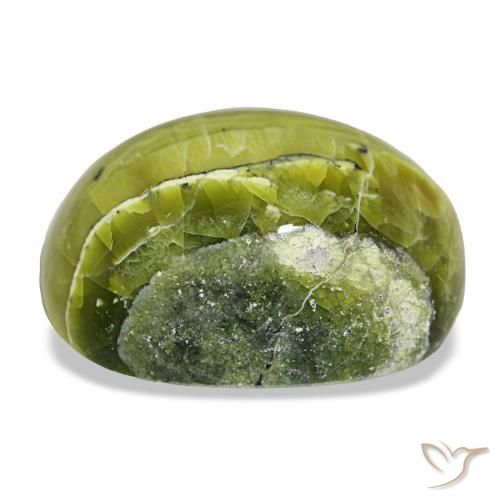 Opala verde natural 38,88ct, corte oval, opaco