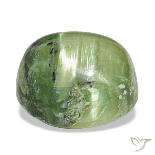 Opala verde natural 9,37ct, almofada cortada, opaco