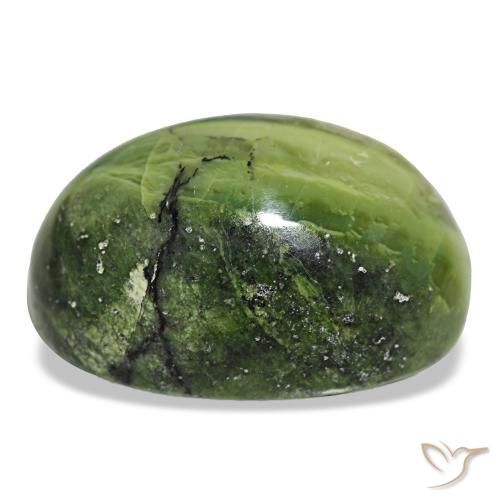 Opala verde natural 27,34ct, corte oval, opaco