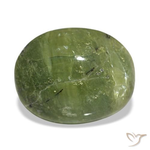 Opala verde natural 3,42ct, corte oval, opaco