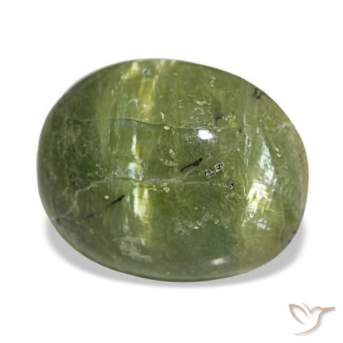 Opala verde natural 3,42ct, corte oval, opaco