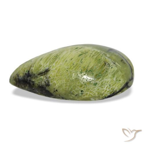 Opala verde natural 6,21ct, formato de pêra, opaco