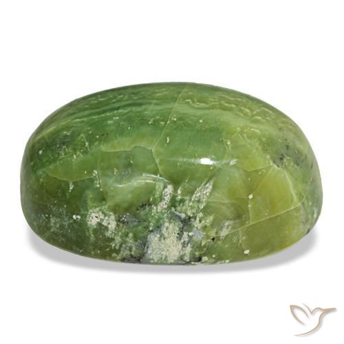 Opala verde natural 25,54ct, corte oval, opaco