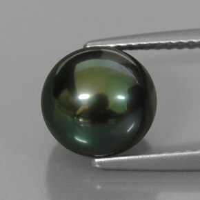 Pérola verde natural 4,56ct, esfera / bola, opaco