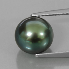 Pérola verde natural 4,73ct, esfera / bola, opaco
