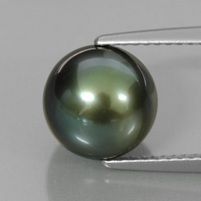 Pérola verde natural 5,08ct, esfera / bola, opaco
