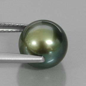Pérola verde natural 5,08ct, esfera / bola, opaco