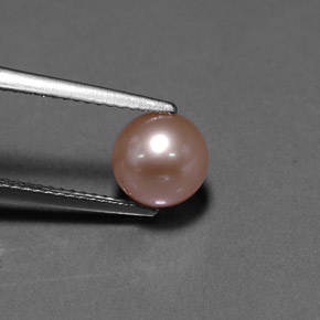 Pérola rosa natural 2,98ct, esfera / bola, opaco