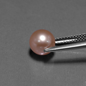 Pérola rosa natural 2,98ct, esfera / bola, opaco