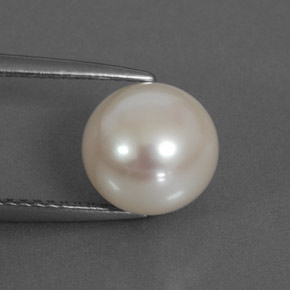 Pérola branco natural 3,98ct, esfera / bola, opaco