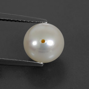Pérola branco natural 3,93ct, esfera / bola, opaco