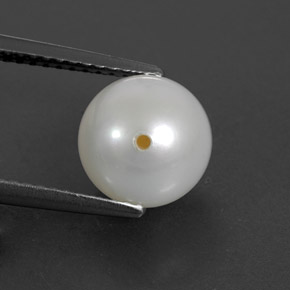 Pérola branco natural 3,94ct, esfera / bola, opaco