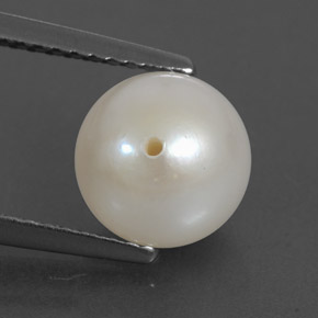 Pérola branco natural 3,49ct, esfera / bola, opaco