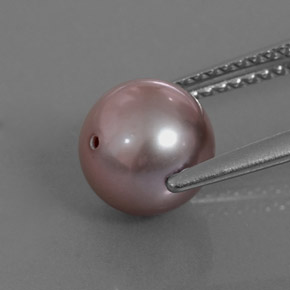 Pérola rosa natural 2,96ct, esfera / bola, opaco