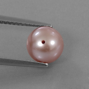 Pérola rosa natural 2,89ct, esfera / bola, opaco