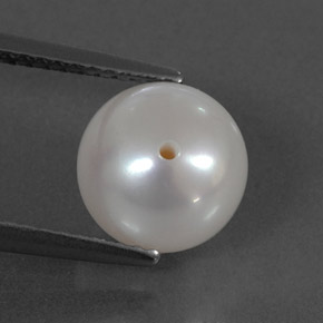 Pérola branco natural 3,95ct, esfera / bola, opaco