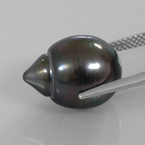 Pérola cinza natural 13,07ct, forma extravagante, opaco