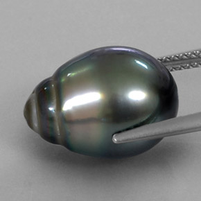 Pérola cinza natural 10,38ct, forma extravagante, opaco