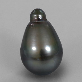 Pérola cinza natural 13,94ct, formato de pêra, opaco