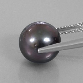 Pérola cinza natural 9,20ct, esfera / bola, opaco