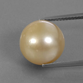 Pérola amarelo natural 12,37ct, esfera / bola, opaco