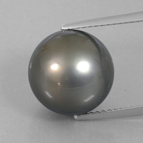 Pérola cinza natural 12,75ct, esfera / bola, opaco