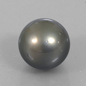 Pérola cinza natural 12,75ct, esfera / bola, opaco