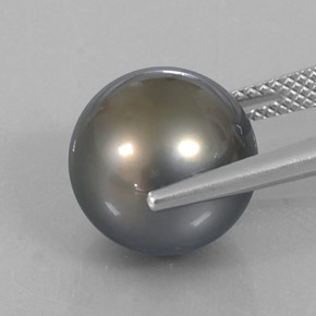 Pérola cinza natural 12,75ct, esfera / bola, opaco