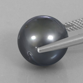 Pérola Cinza escuro Natural 13.20ct, Esfera / Bola, Opaco