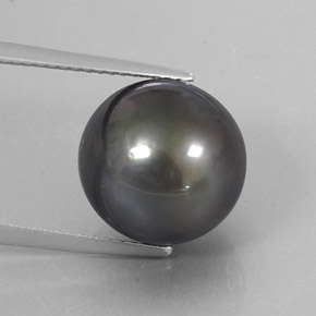 Pérola cinza natural 12,75ct, esfera / bola, opaco