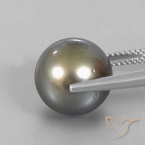 Pérola Cinza médio-escuro Natural 13.25ct, Esfera / Bola, Opaco